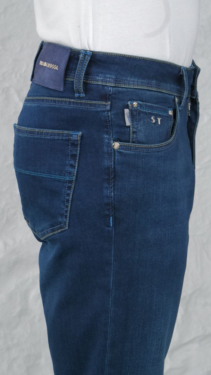 Style 152: Men's Premium Denim with Cyan Accents