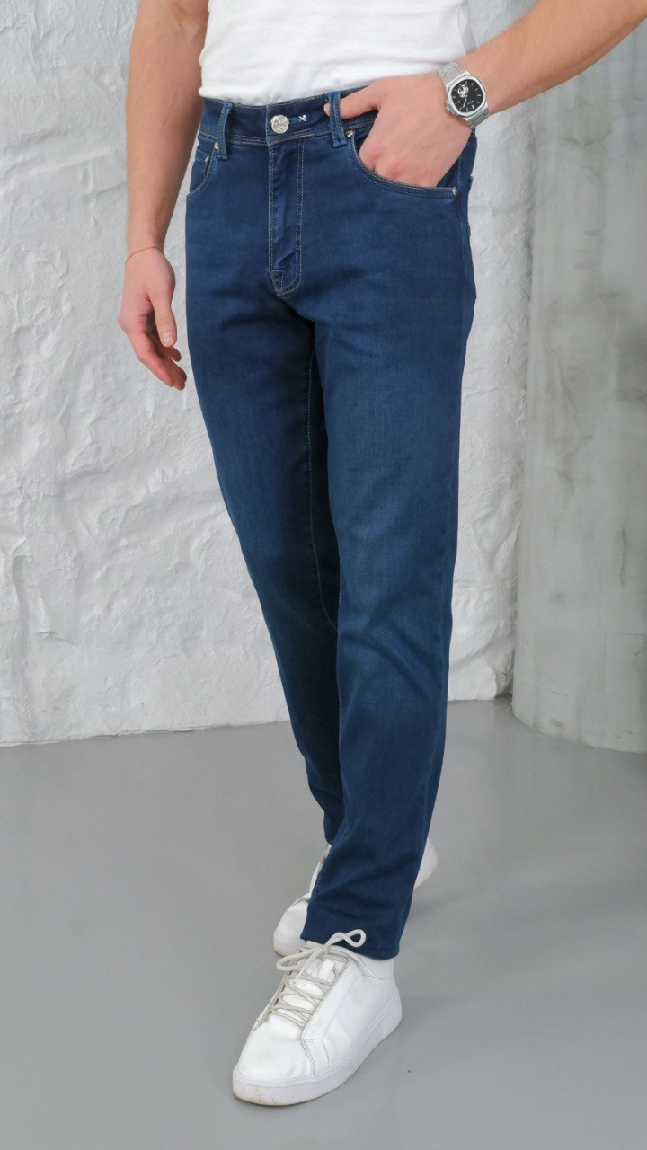 Style 152: Men's Premium Denim with Cyan Accents